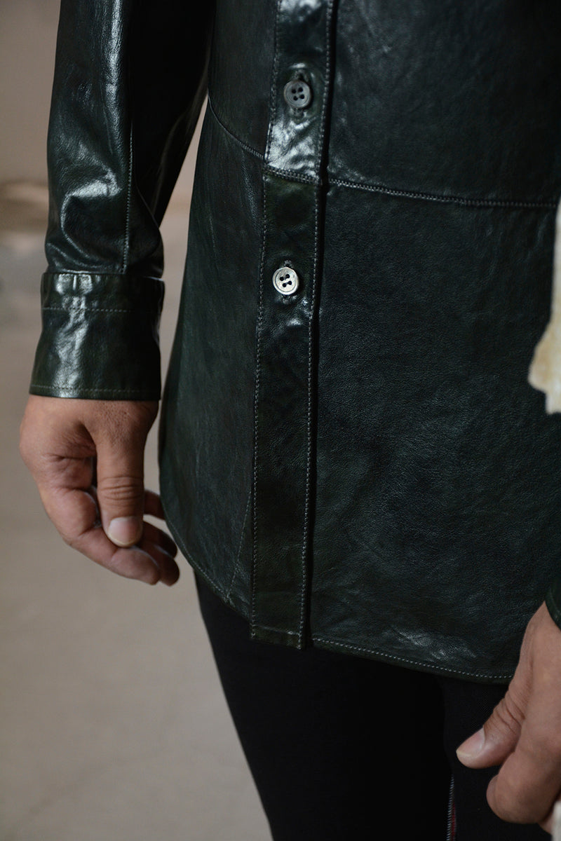 OBJECT DYED LEATHER SHIRT