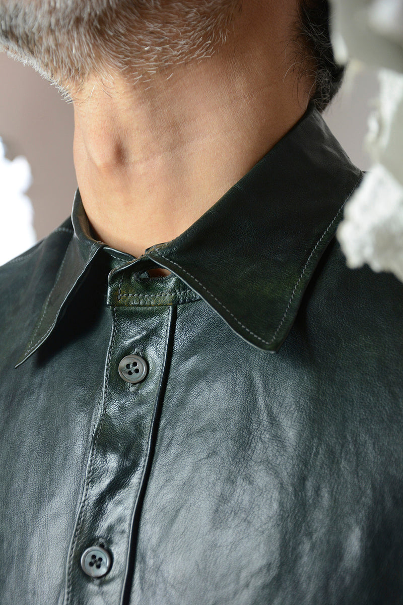 OBJECT DYED LEATHER SHIRT