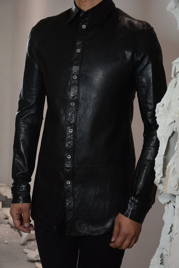 OBJECT DYED LEATHER SHIRT