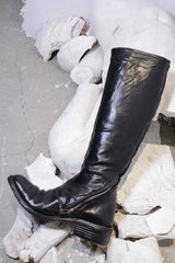 OBJECT DYED LINED DIAGONAL ZIP KNEE HIGH BOOTS